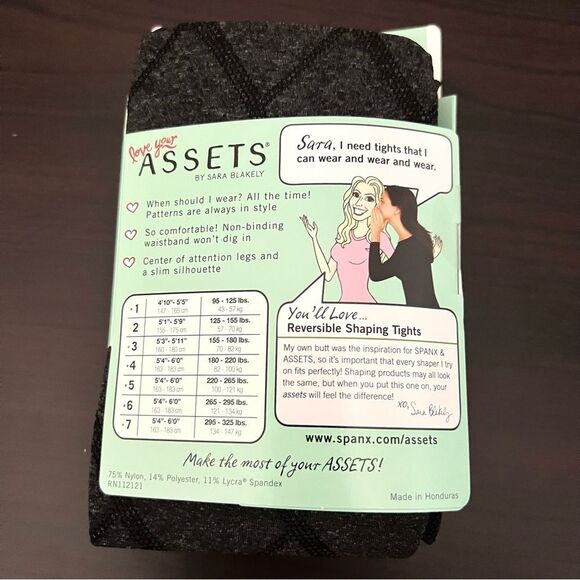 SPANX Love Your Assets Size 2 Tights Flipside Diamond Reversible Shaping Black - Picture 3 of 6